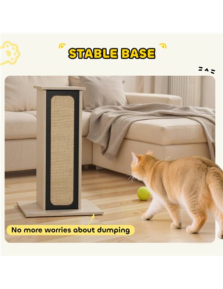 PawHut 63cm Cat Scratching Post, Cat Scratcher with Replaceable Scratching Board, Top Perch, Sisal Scratch Mat, Oak - pic 176877 | FastDaddyshop
