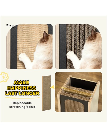 PawHut 63cm Cat Scratching Post, Cat Scratcher with Replaceable Scratching Board, Top Perch, Sisal Scratch Mat, Oak - pic 176878 | FastDaddyshop