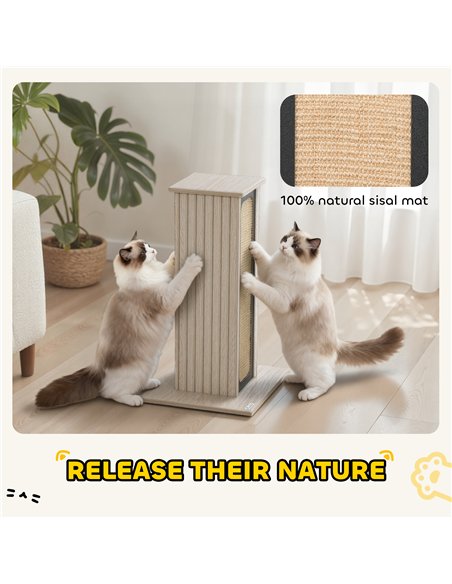 PawHut 63cm Cat Scratching Post, Cat Scratcher with Replaceable Scratching Board, Top Perch, Sisal Scratch Mat, Oak - pic 176879 | FastDaddyshop