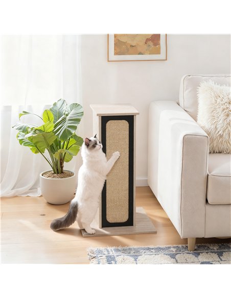 PawHut 63cm Cat Scratching Post, Cat Scratcher with Replaceable Scratching Board, Top Perch, Sisal Scratch Mat, Oak - pic 176881 | FastDaddyshop