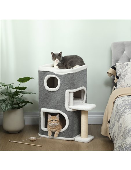 PawHut 75 cm Cat Tree, Cat Tower Condo for Indoor Cats with Scratching Post, Jumping Platform, Grey - pic 176884 | FastDaddyshop