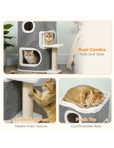PawHut 75 cm Cat Tree, Cat Tower Condo for Indoor Cats with Scratching Post, Jumping Platform, Grey - pic 176887 | FastDaddyshop
