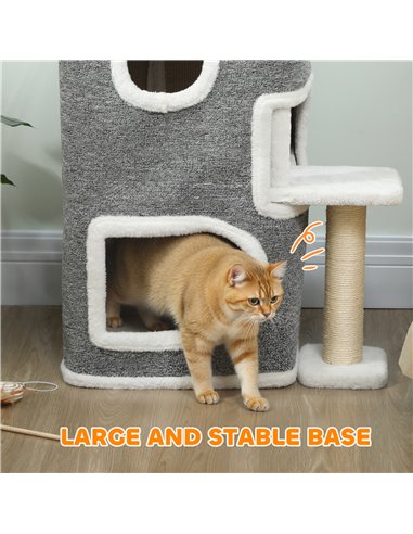 PawHut 75 cm Cat Tree, Cat Tower Condo for Indoor Cats with Scratching Post, Jumping Platform, Grey