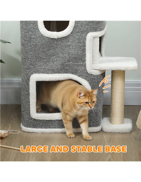 PawHut 75 cm Cat Tree, Cat Tower Condo for Indoor Cats with Scratching Post, Jumping Platform, Grey - pic 176888 | FastDaddyshop