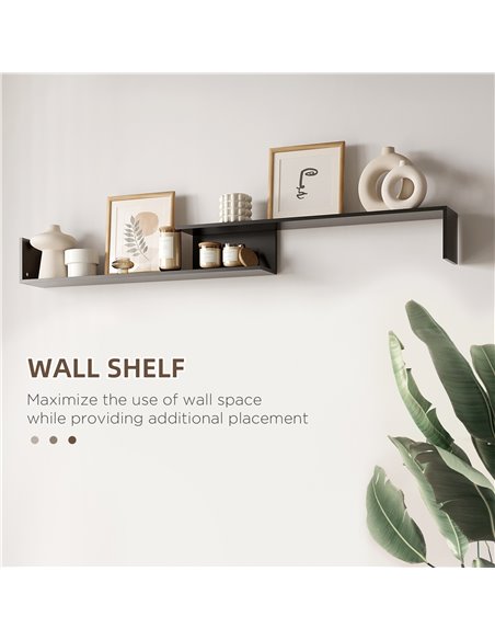Homcom 1536mm Modern TV Cabinet with Wall Shelf, Storage Shelf, Black & Dark Brown - pic 17691 | FastDaddyshop