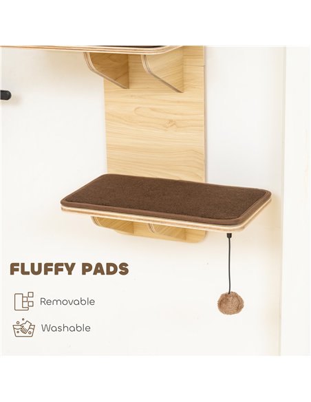 PawHut 4-Level Door Mounted Cat Tree with Washable Plush Mats, Toy Balls, Door Hanging Cat Shelf for Indoor Cats - pic 176933 | FastDaddyshop