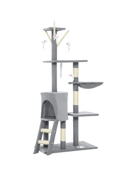 PawHut Multi-Level Cat Tower, 134cm Cat Tree with Condo and Sisal Scratching Posts for Indoor Kittens, Grey - pic 176946 | FastDaddyshop