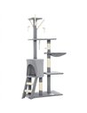 PawHut Multi-Level Cat Tower, 134cm Cat Tree with Condo and Sisal Scratching Posts for Indoor Kittens, Grey