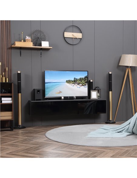 Homcom 1600mm High Gloss Floating TV Unit Stand with Storage Cupboards, Grey & Black - pic 17695 | FastDaddyshop