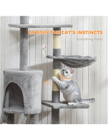 PawHut Multi-Level Cat Tower, 134cm Cat Tree with Condo and Sisal Scratching Posts for Indoor Kittens, Grey - pic 176952 | FastDaddyshop