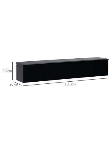 Homcom 1600mm High Gloss Floating TV Unit Stand with Storage Cupboards, Grey & Black