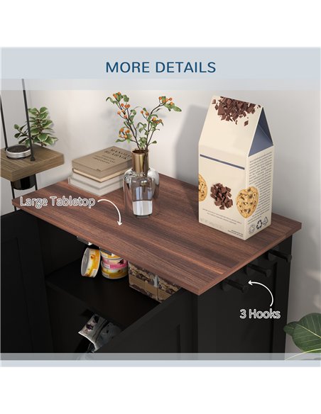 PawHut Pet Feeding Station with Raised Dog Bowls, Adjustable Panel, Hooks, Black - pic 176961 | FastDaddyshop