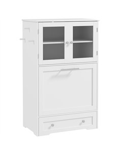 PawHut Dog Feeding Station with 2 Storage Cabinets, 2 Elevated Bowls, Side Hooks, Anti-tip Kit for Water and Feeding Supplies