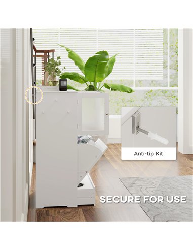 PawHut Dog Feeding Station with 2 Storage Cabinets, 2 Elevated Bowls, Side Hooks, Anti-tip Kit for Water and Feeding Supplies