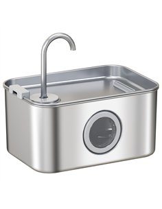 PawHut 3.2L Cat Water Fountain for Drinking, Cat Fountain Stainless Steel with Visible Water-Level Window, Ultra-Silent Pump