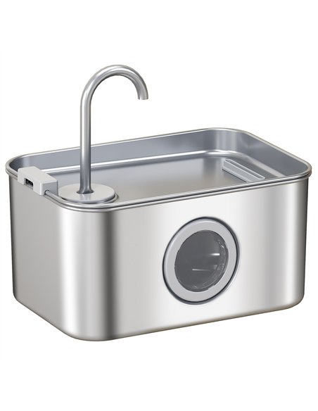 PawHut 3.2L Cat Water Fountain for Drinking, Cat Fountain Stainless Steel with Visible Water-Level Window, Ultra-Silent Pump - pic 176973 | FastDaddyshop