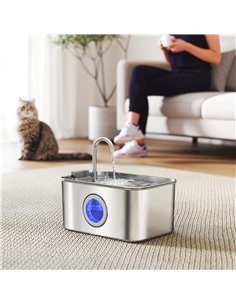 PawHut 3.2L Cat Water Fountain for Drinking, Cat Fountain Stainless Steel with Visible Water-Level Window, Ultra-Silent Pump 2