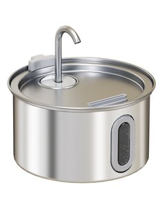 PawHut 2.5L Stainless Steel Cat Water Fountain for Drinking with Ultra-Silent Pump, Water-Level Window, 7 Filters