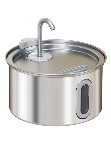 PawHut 2.5L Stainless Steel Cat Water Fountain for Drinking with Ultra-Silent Pump, Water-Level Window, 7 Filters - pic 176982 | FastDaddyshop