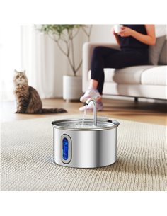 PawHut 2.5L Stainless Steel Cat Water Fountain for Drinking with Ultra-Silent Pump, Water-Level Window, 7 Filters 2