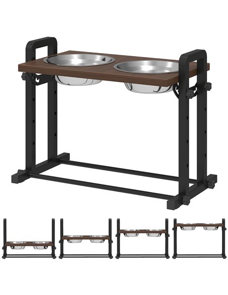 PawHut Raised Dog Bowls with Stand, 4 Heights Adjustable Pet Feeder with 3 Adjustable Angles for Small, Medium & Large Breeds, B - pic 176991 | FastDaddyshop