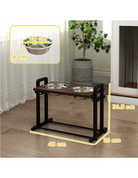 PawHut Raised Dog Bowls with Stand, 4 Heights Adjustable Pet Feeder with 3 Adjustable Angles for Small, Medium & Large Breeds, B - pic 176993 | FastDaddyshop