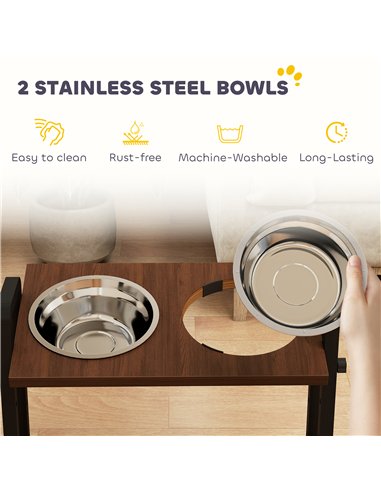 PawHut Raised Dog Bowls with Stand, 4 Heights Adjustable Pet Feeder with 3 Adjustable Angles for Small, Medium & Large Breeds, B