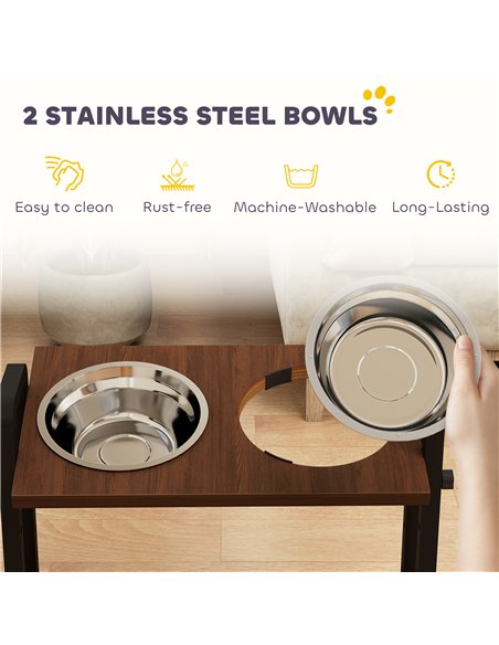PawHut Raised Dog Bowls with Stand, 4 Heights Adjustable Pet Feeder with 3 Adjustable Angles for Small, Medium & Large Breeds, B - pic 176996 | FastDaddyshop