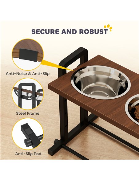 PawHut Raised Dog Bowls with Stand, 4 Heights Adjustable Pet Feeder with 3 Adjustable Angles for Small, Medium & Large Breeds, B - pic 176997 | FastDaddyshop