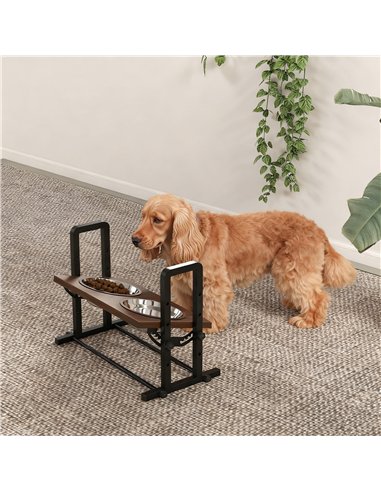PawHut Raised Dog Bowls with Stand, 4 Heights Adjustable Pet Feeder with 3 Adjustable Angles for Small, Medium & Large Breeds, B