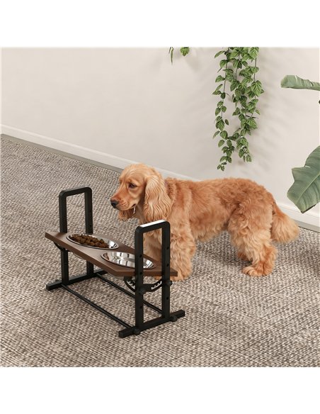 PawHut Raised Dog Bowls with Stand, 4 Heights Adjustable Pet Feeder with 3 Adjustable Angles for Small, Medium & Large Breeds, B - pic 176998 | FastDaddyshop