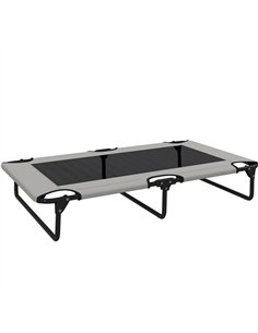 PawHut Portable Raised Dog Bed, Elevated Pet Cot with Breathable Mesh for Indoor Outdoor, for Large Dogs, Light Grey