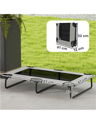 PawHut Portable Raised Dog Bed, Elevated Pet Cot with Breathable Mesh for Indoor Outdoor, for Large Dogs, Light Grey
