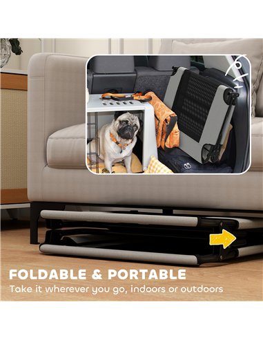 PawHut Portable Raised Dog Bed, Elevated Pet Cot with Breathable Mesh for Indoor Outdoor, for Large Dogs, Light Grey