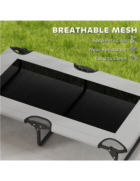 PawHut Portable Raised Dog Bed, Elevated Pet Cot with Breathable Mesh for Indoor Outdoor, for Large Dogs, Light Grey - pic 177006 | FastDaddyshop