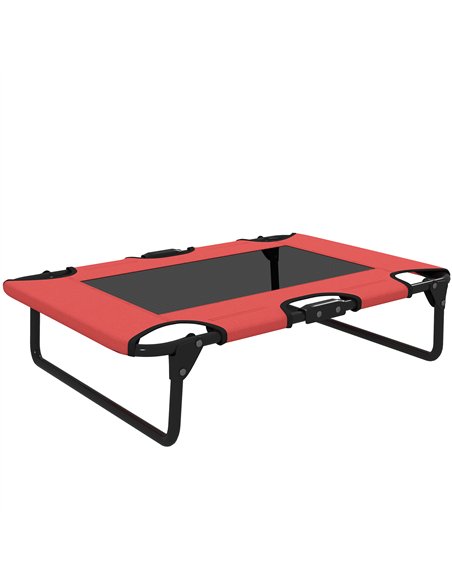 PawHut Portable Raised Dog Bed, Elevated Pet Cot with Breathable Mesh for Indoor Outdoor, for Small Medium Dogs, Red - pic 177009 | FastDaddyshop