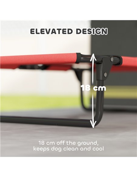 PawHut Portable Raised Dog Bed, Elevated Pet Cot with Breathable Mesh for Indoor Outdoor, for Small Medium Dogs, Red - pic 177012 | FastDaddyshop