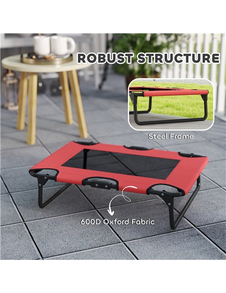 PawHut Portable Raised Dog Bed, Elevated Pet Cot with Breathable Mesh for Indoor Outdoor, for Small Medium Dogs, Red - pic 177013 | FastDaddyshop