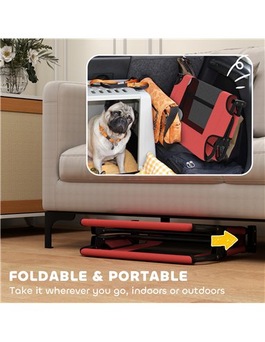 PawHut Portable Raised Dog Bed, Elevated Pet Cot with Breathable Mesh for Indoor Outdoor, for Small Medium Dogs, Red