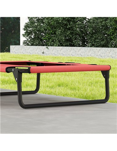 PawHut Portable Raised Dog Bed, Elevated Pet Cot with Breathable Mesh for Indoor Outdoor, for Small Medium Dogs, Red