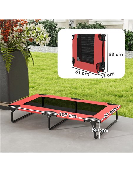 PawHut Portable Raised Dog Bed, Elevated Pet Cot with Breathable Mesh for Indoor Outdoor, for Large Dogs, Red - pic 177020 | FastDaddyshop
