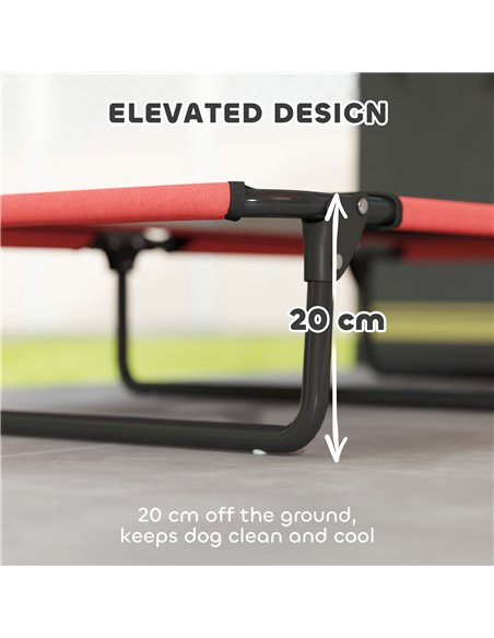 PawHut Portable Raised Dog Bed, Elevated Pet Cot with Breathable Mesh for Indoor Outdoor, for Large Dogs, Red - pic 177021 | FastDaddyshop