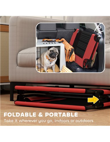 PawHut Portable Raised Dog Bed, Elevated Pet Cot with Breathable Mesh for Indoor Outdoor, for Large Dogs, Red