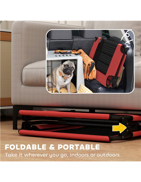 PawHut Portable Raised Dog Bed, Elevated Pet Cot with Breathable Mesh for Indoor Outdoor, for Large Dogs, Red - pic 177023 | FastDaddyshop