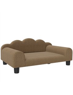 PawHut Elevated Dog Sofa Bed, Breathable Pet Sofa with Backrest and Armrest for Small Dogs, Brown
