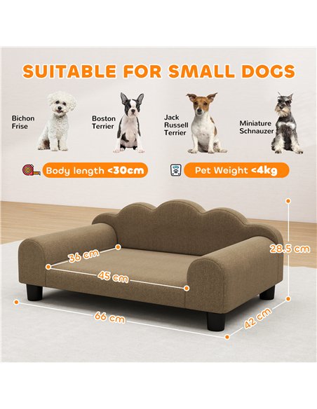 PawHut Elevated Dog Sofa Bed, Breathable Pet Sofa with Backrest and Armrest for Small Dogs, Brown - pic 177029 | FastDaddyshop
