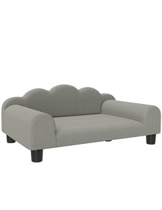PawHut Elevated Dog Sofa Bed, Breathable Pet Sofa with Backrest and Armrest for Small Dogs, Grey