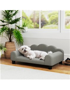 PawHut Elevated Dog Sofa Bed, Breathable Pet Sofa with Backrest and Armrest for Small Dogs, Grey 2