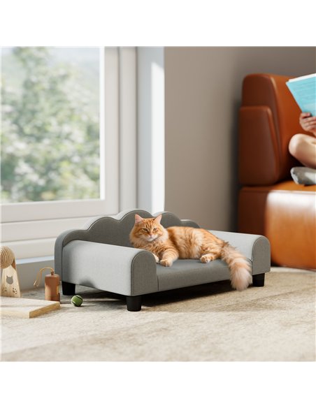 PawHut Elevated Dog Sofa Bed, Breathable Pet Sofa with Backrest and Armrest for Small Dogs, Grey - pic 177044 | FastDaddyshop