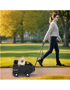 PawHut Pet Wagon Cart, Dog Stroller for Small Dogs and Cats with 4 Wheels, Safety Straps, Storage Bag, Mat 2